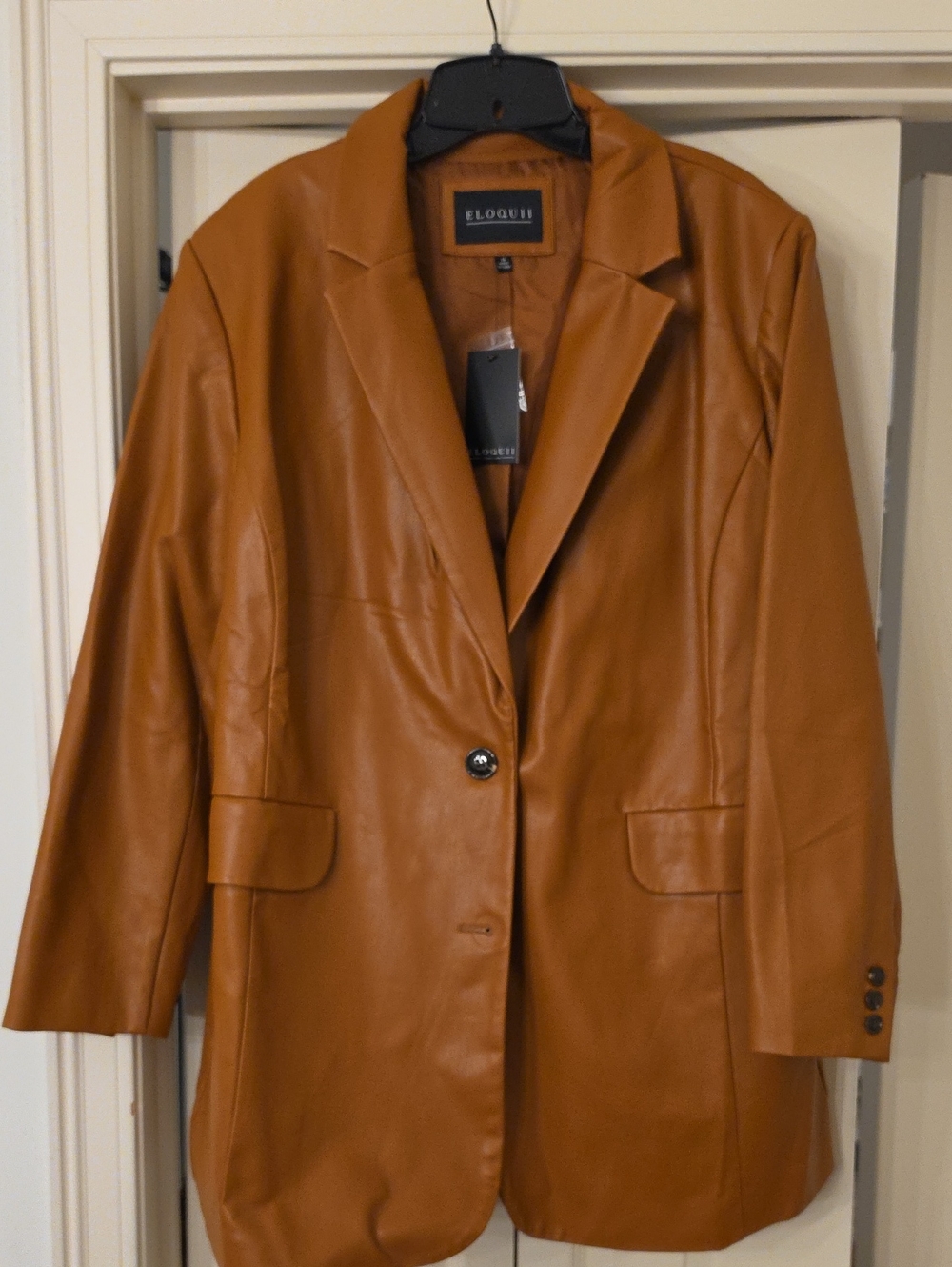 Eloquii Cognac Vegan Leather Blazer